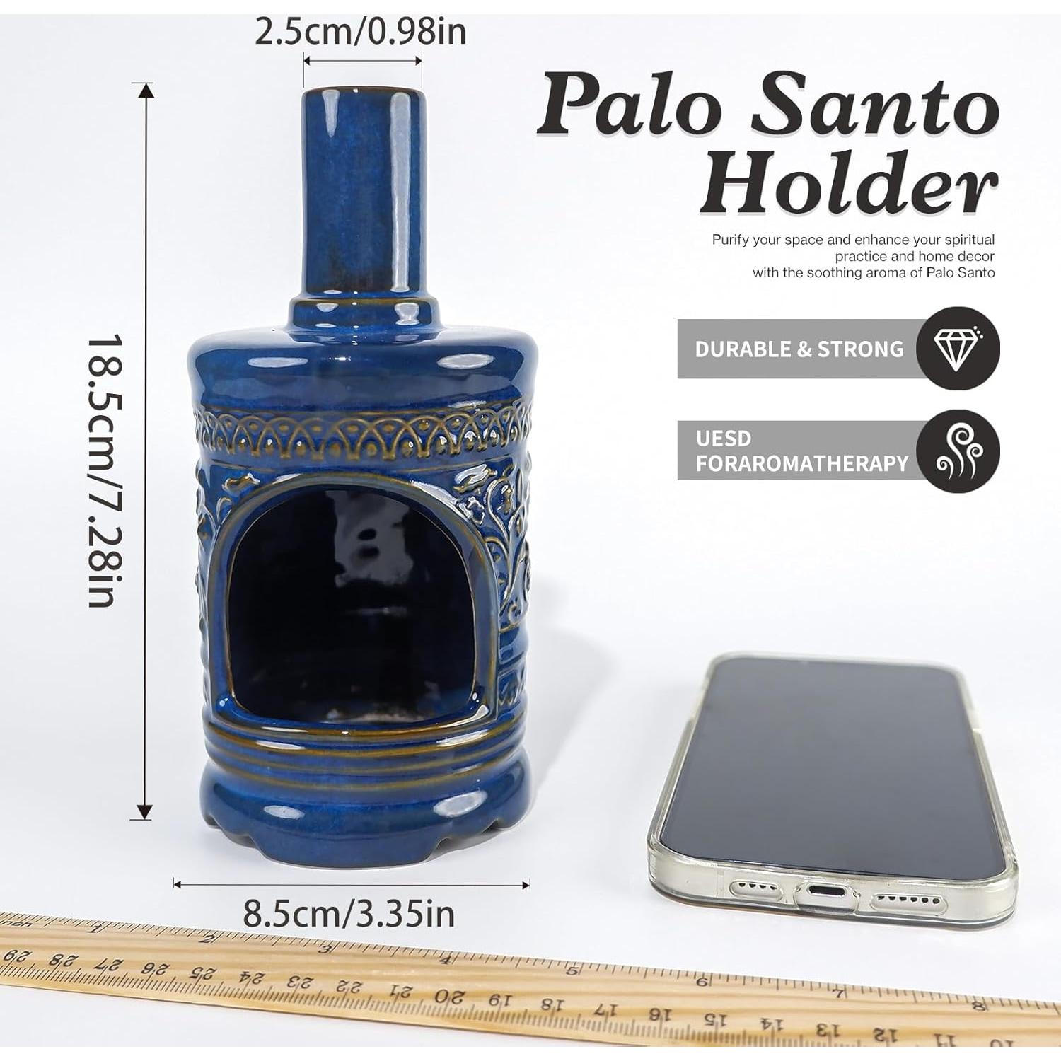 Ceramic Bird & Flower Palo Santo Burner–Stylish Chiminea for Sage、Incense Cones and Candle, Perfect for Meditation, Yoga, Altar & Home Decor – Easy to Clean, Enhance Your Zen Experience