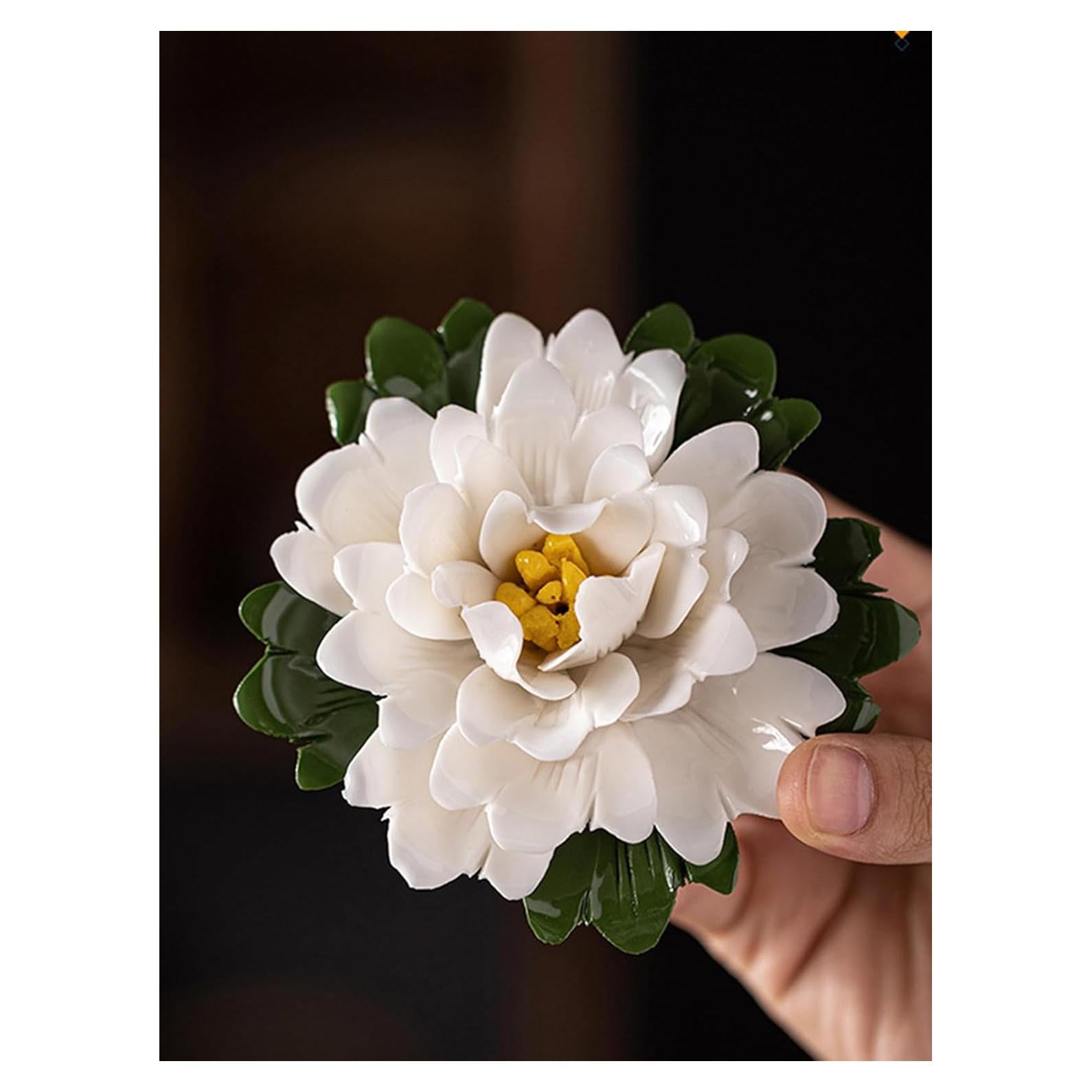 Soporte para Incienso de Porcelana Sand Flower Peonía Blanca 9.7cm