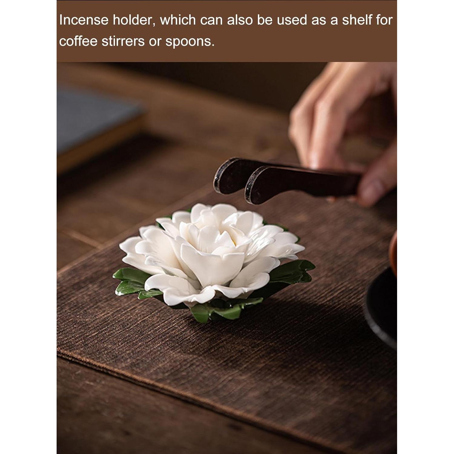 Soporte para Incienso de Porcelana Sand Flower Peonía Blanca 9.7cm