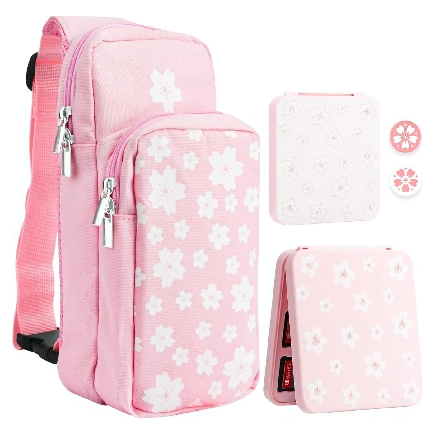 Bolsa de Viaje Rosa RHOTALL para Nintendo Switch - Kawaii