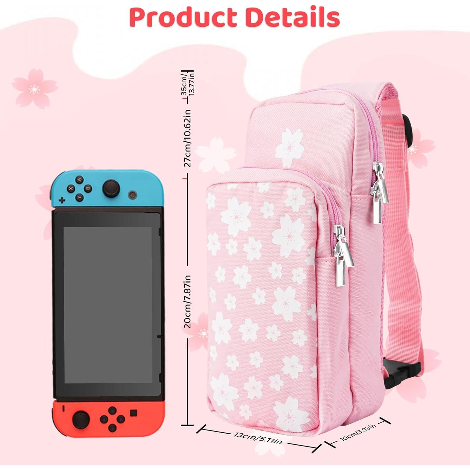 Bolsa de Viaje Rosa RHOTALL para Nintendo Switch - Kawaii