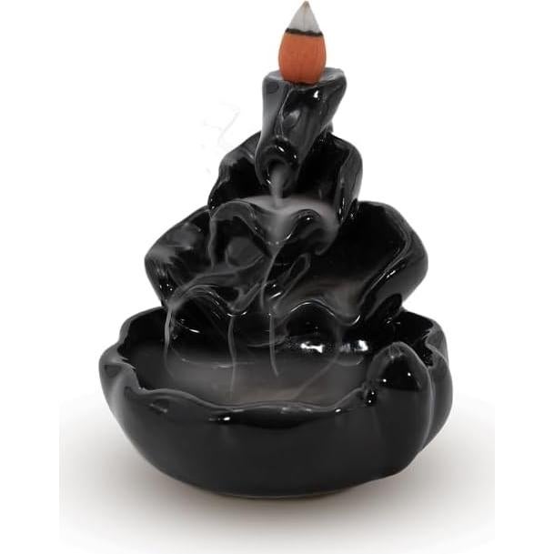 Quemador de Incienso de Retroceso InnoZen Cerámica Negro 10.7cm