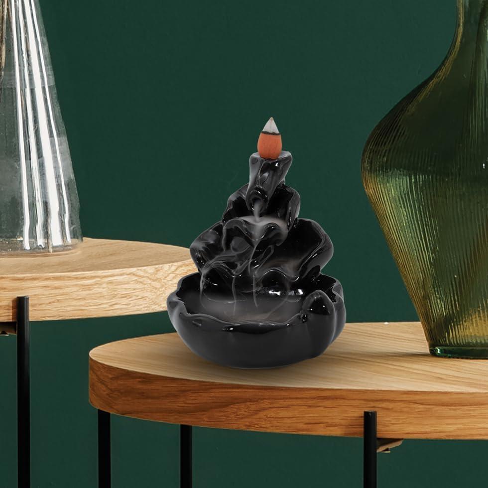 Quemador de Incienso de Retroceso InnoZen Cerámica Negro 10.7cm