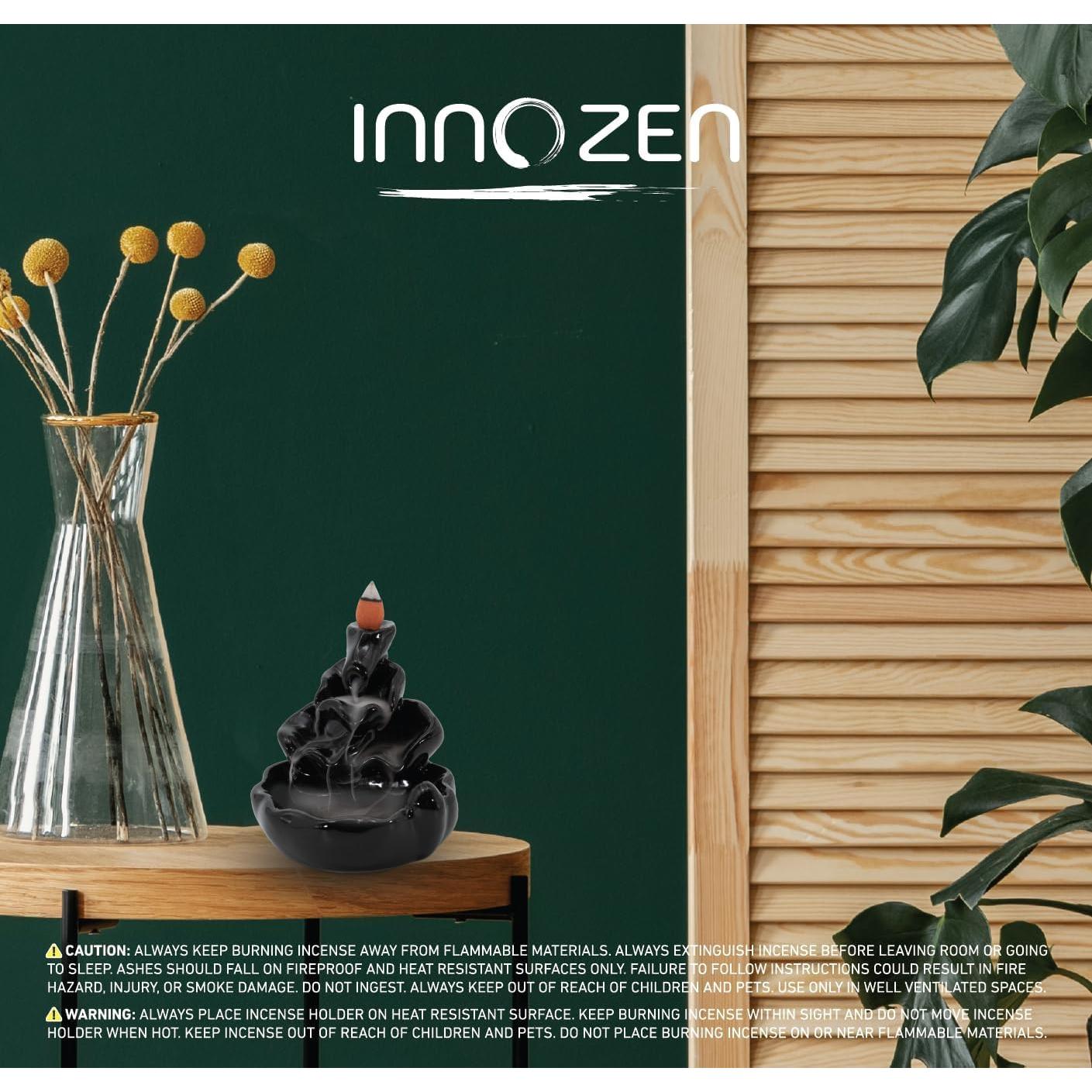 Quemador de Incienso de Retroceso InnoZen Cerámica Negro 10.7cm