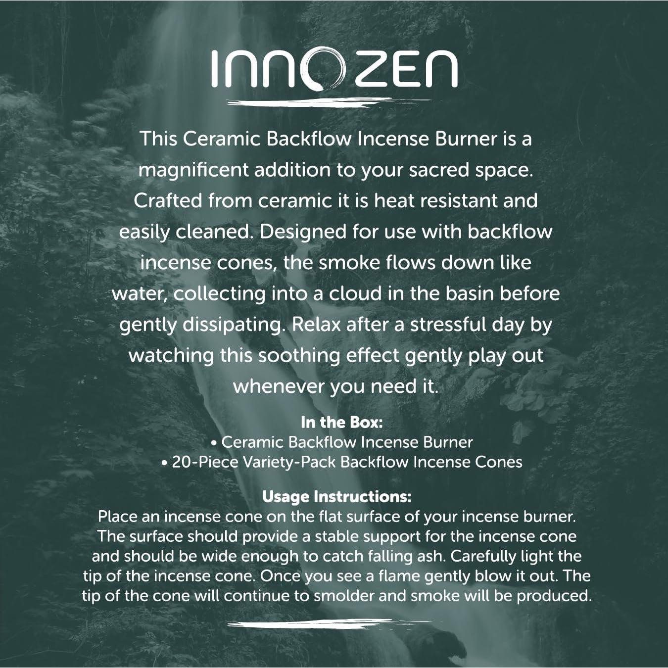 Quemador de Incienso de Retroceso InnoZen Cerámica Negro 10.7cm