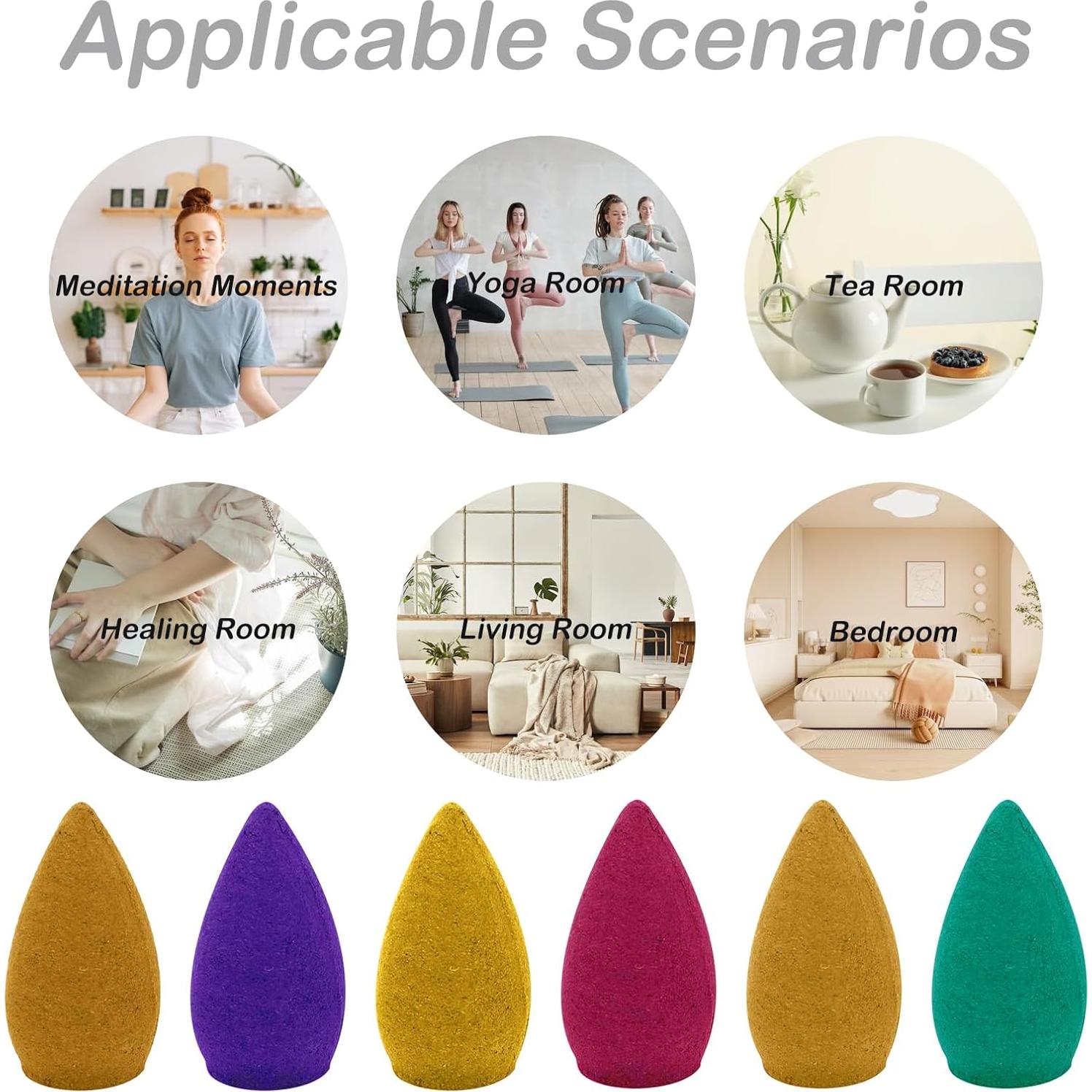 Conos de Incienso de Retroceso Lagincig 110 Pcs 6 Aromas Naturales