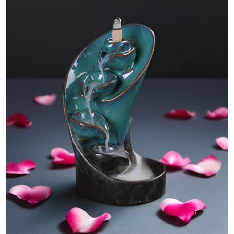 Quemador de Incienso de Reflujo YePularry Cerámica Cian