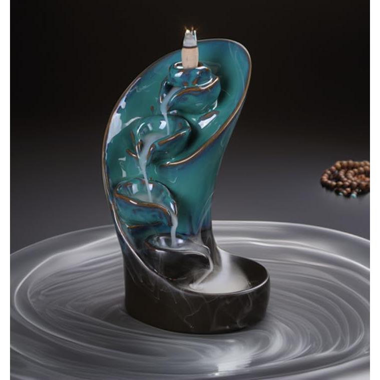 Quemador de Incienso de Reflujo YePularry Cerámica Cian