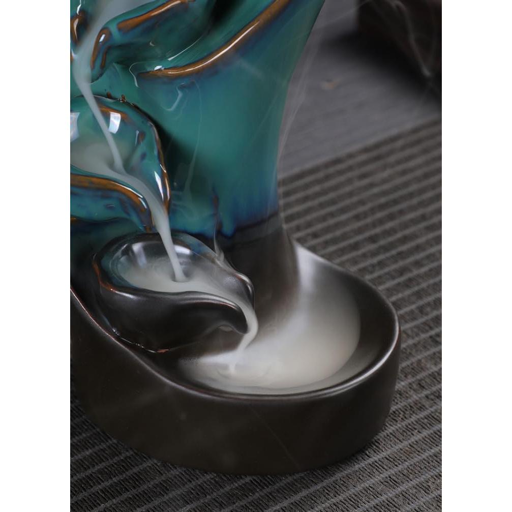 Quemador de Incienso de Reflujo YePularry Cerámica Cian