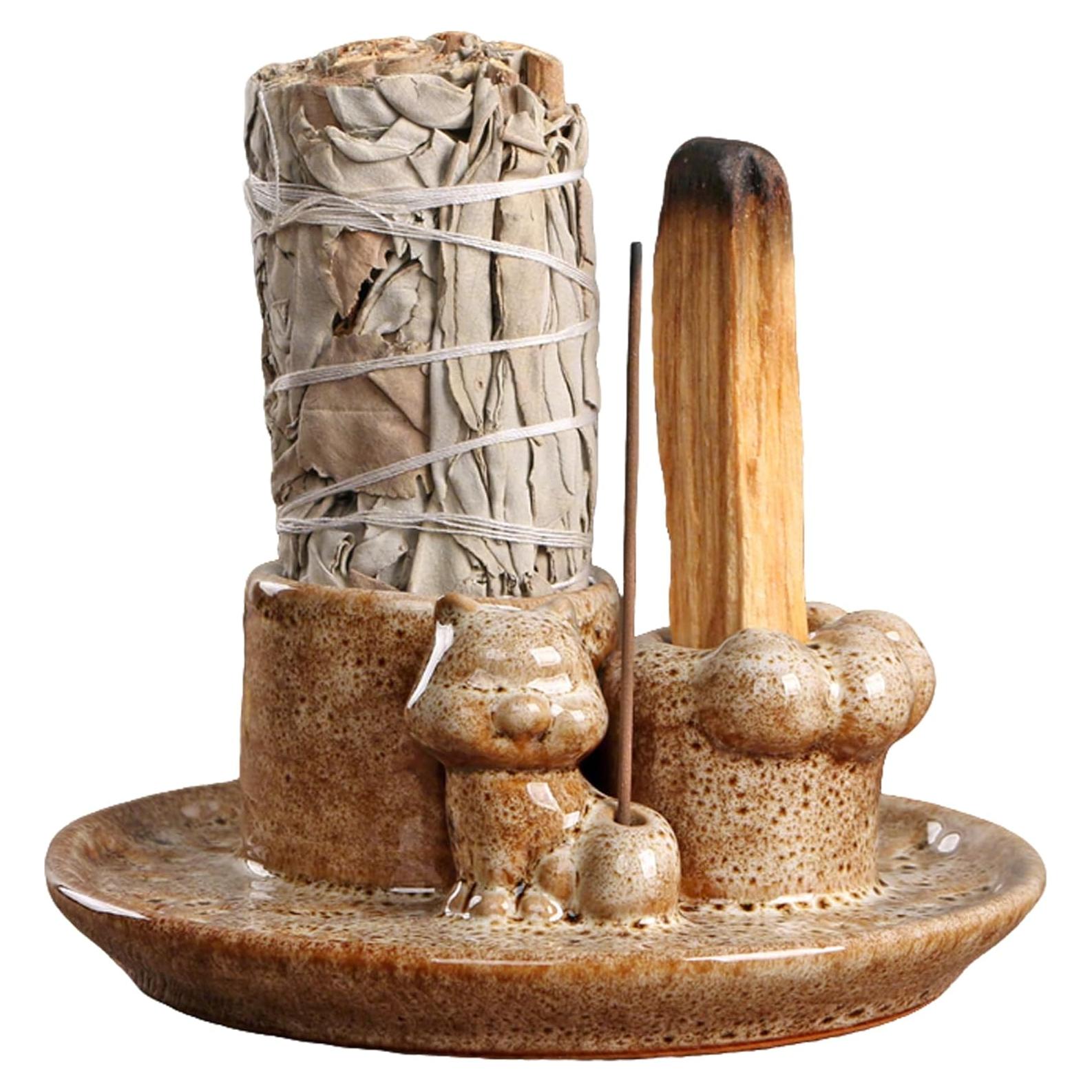 Soporte de Palo Santo 4 en 1 MKLZ Cerámica Marrón