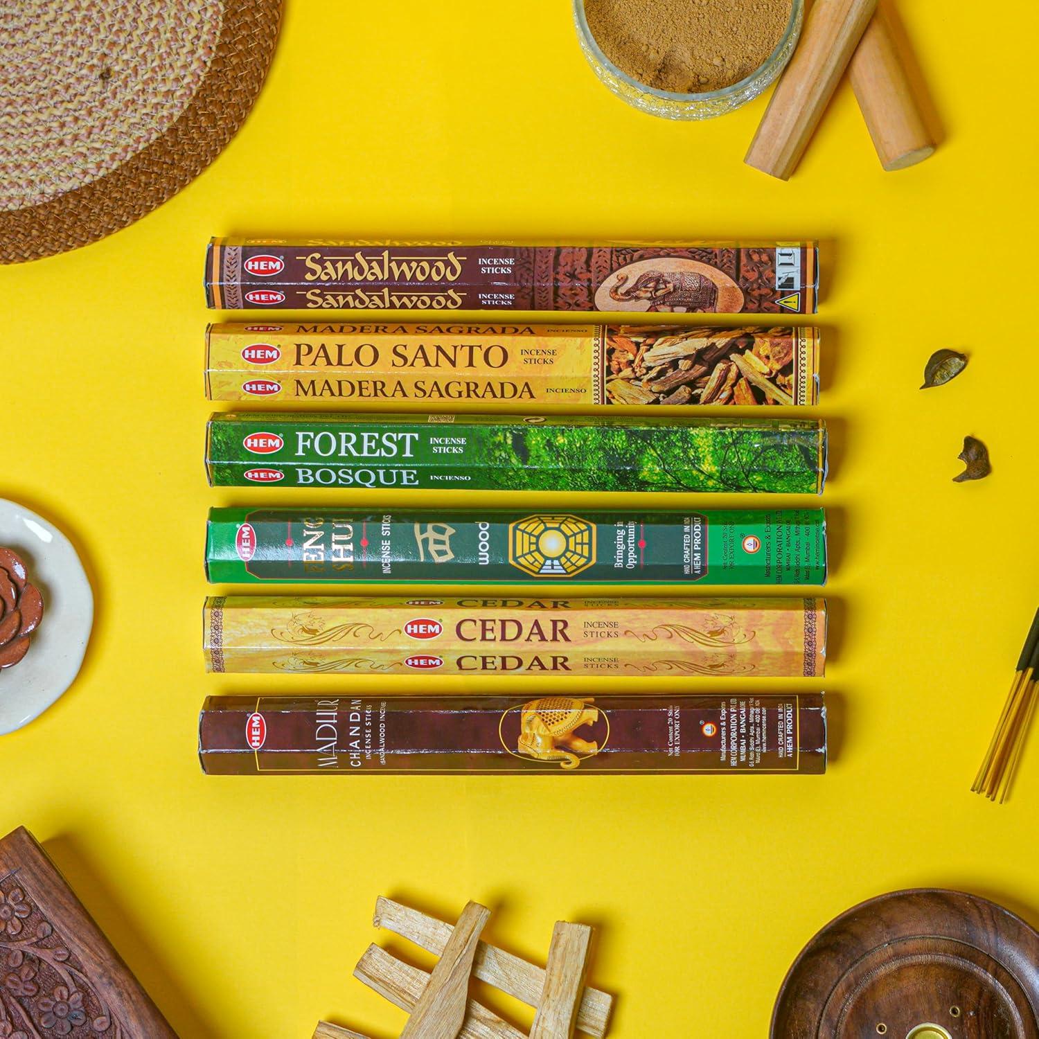 Incienso Premium HEM 120 Varitas Sándalo Palo Santo Cedro