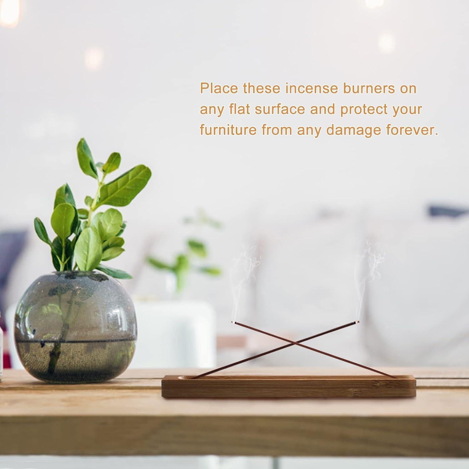 Soporte de Incienso HOSSIAN de Bambú 28 cm - Recogedor de Cenizas