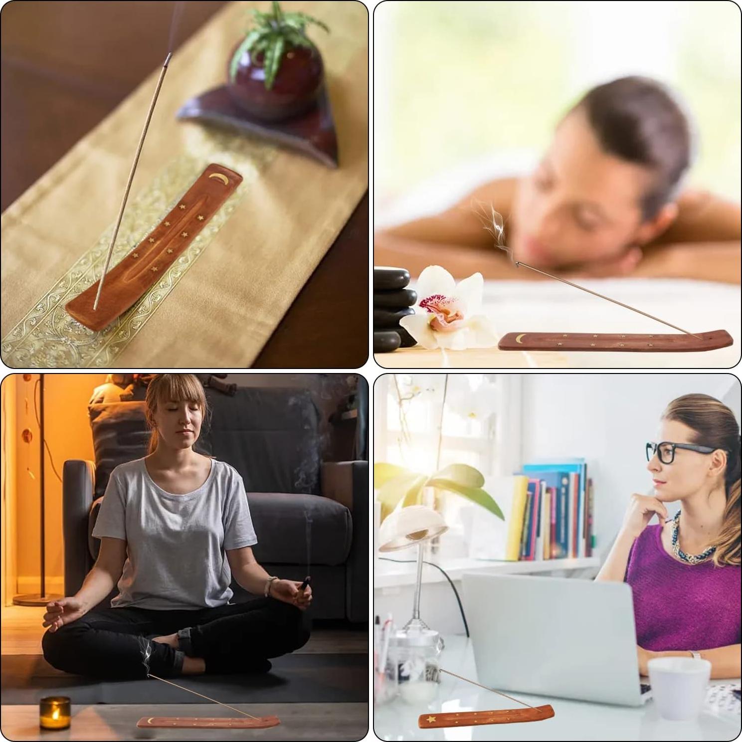 Soporte de Incienso de Madera Vintage Yueton - 4 Piezas