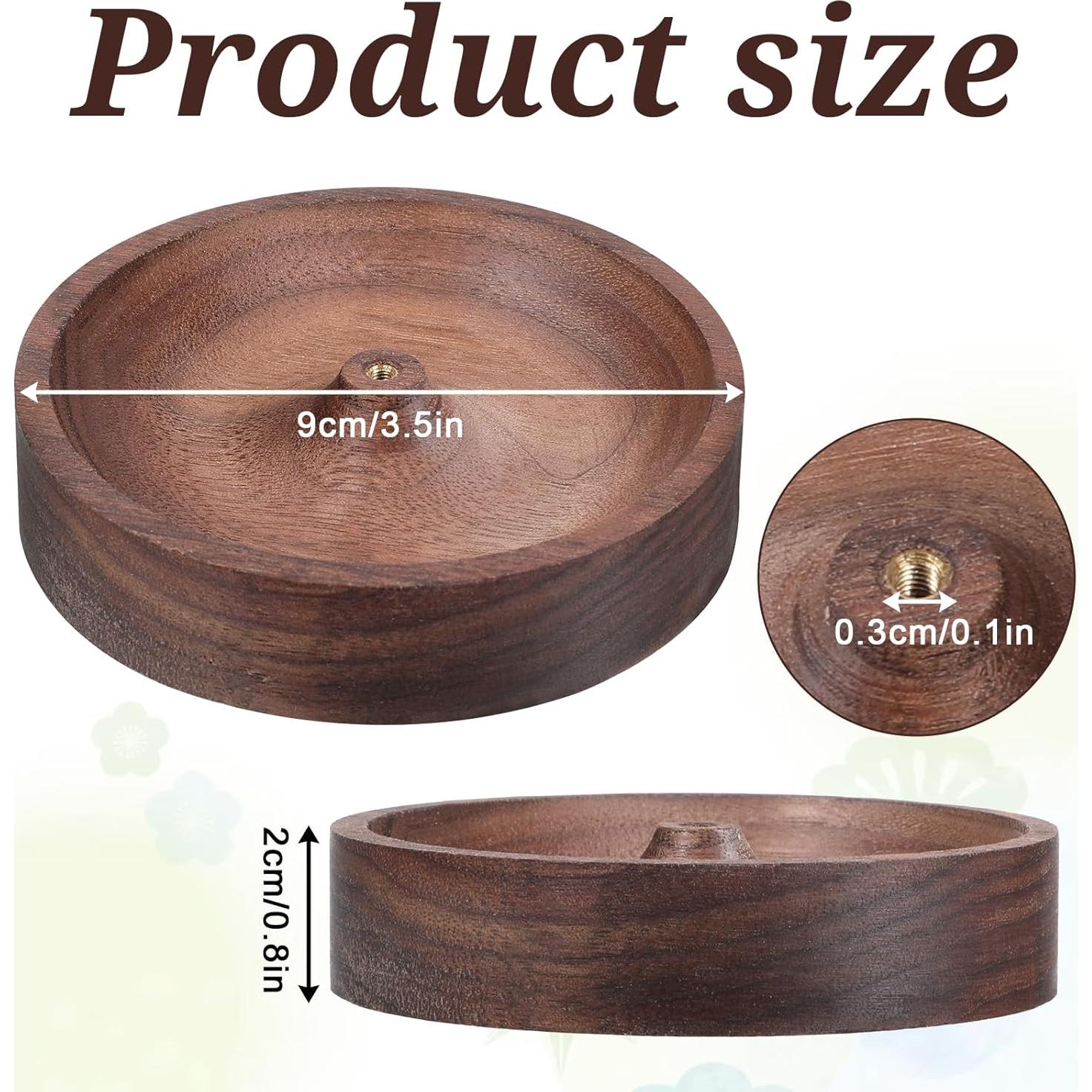 Soporte de Incienso Redondo de Madera Nogal 8.9 cm Exircy