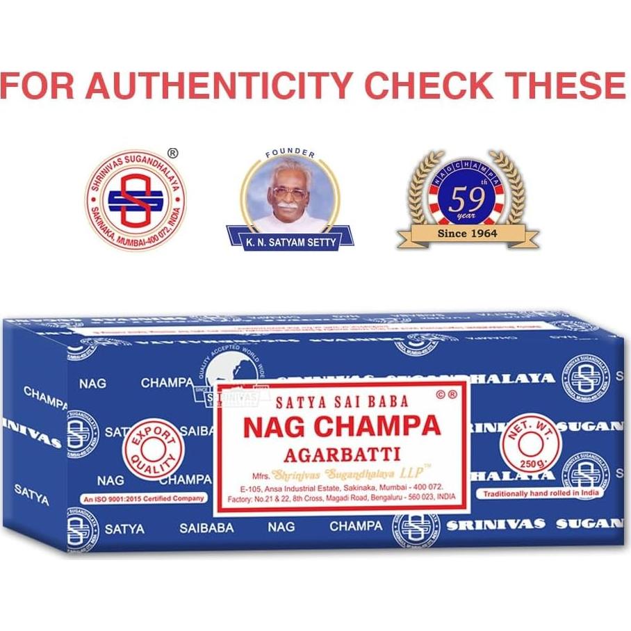 Incienso Nag Champa Satya 250g Hecho a Mano para Meditación
