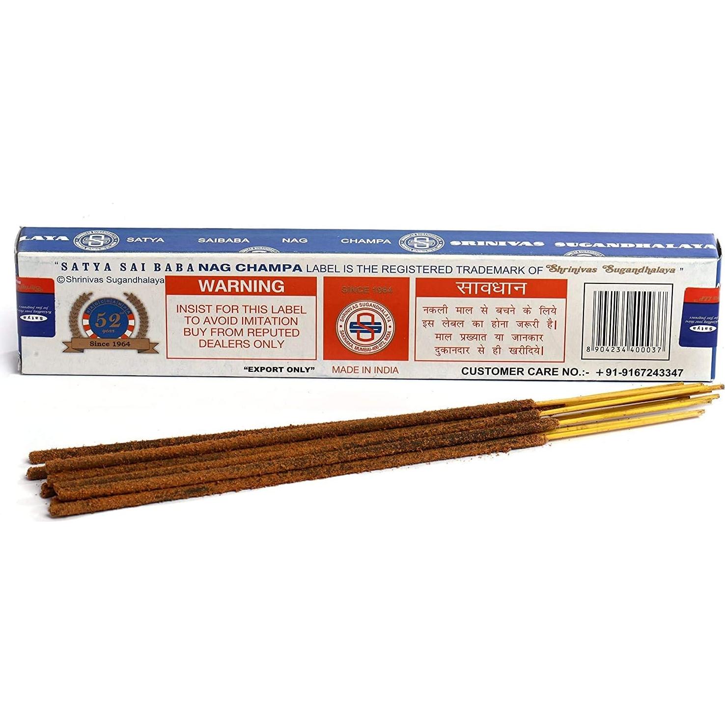 Incienso Nag Champa Satya - 3 Paquetes de 15g Hecho a Mano