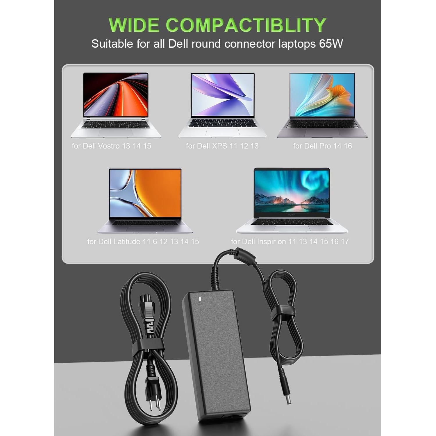 Cargador 65W PowerPortnerLink para Dell Inspiron y Latitude