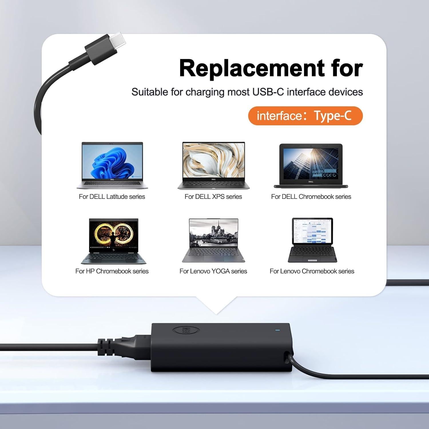 Cargador USB-C 65W DONGGUAN para Dell XPS y Latitude