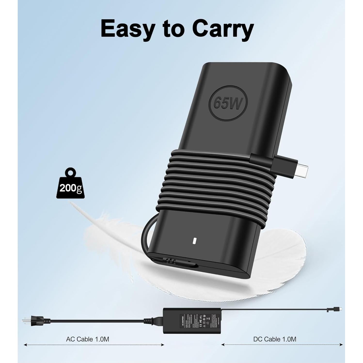 Cargador USB C 65W Dell Latitude Inspiron XPS 13 15 17