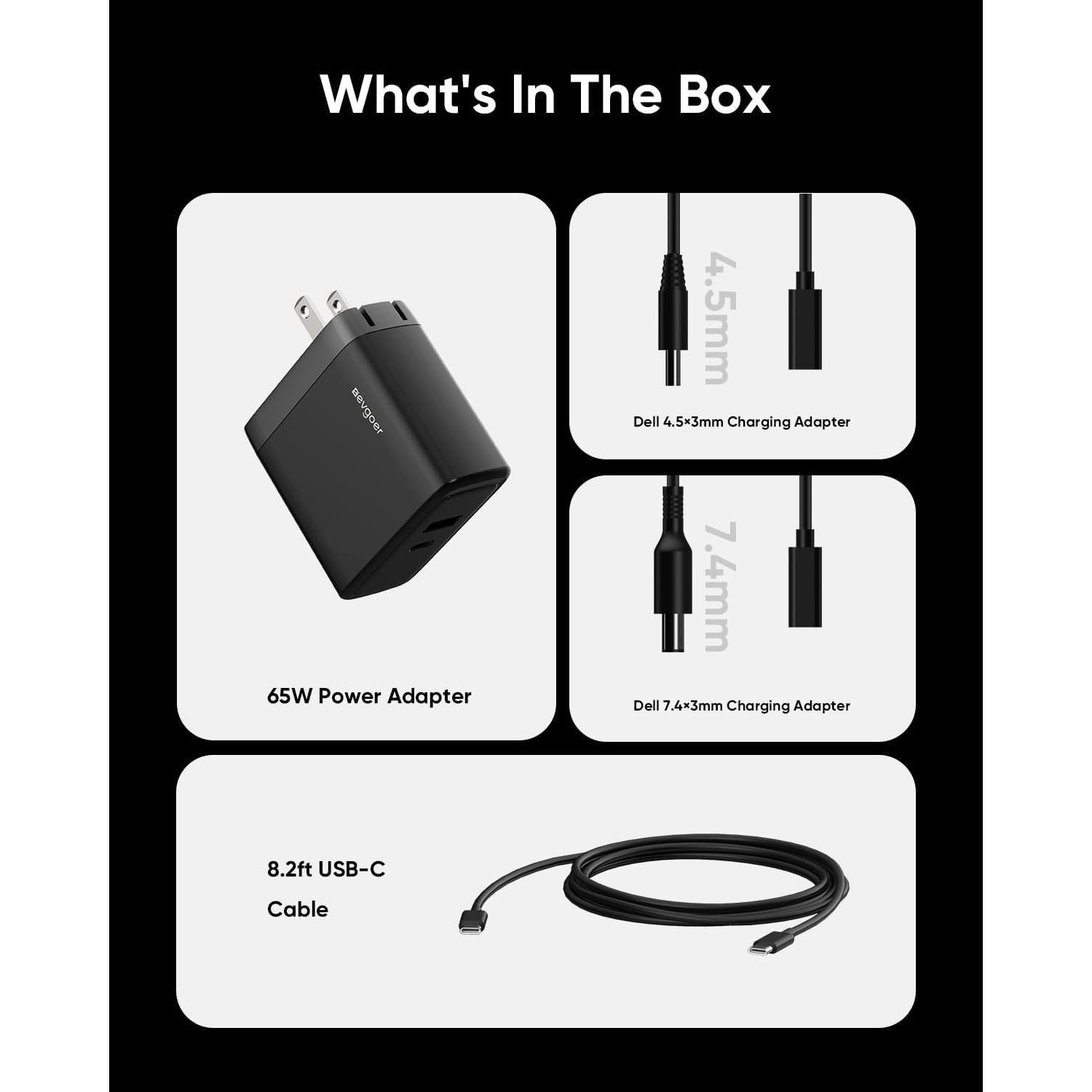 Cargador Dell 65W USB-C para Laptop XPS, Inspiron, Latitude