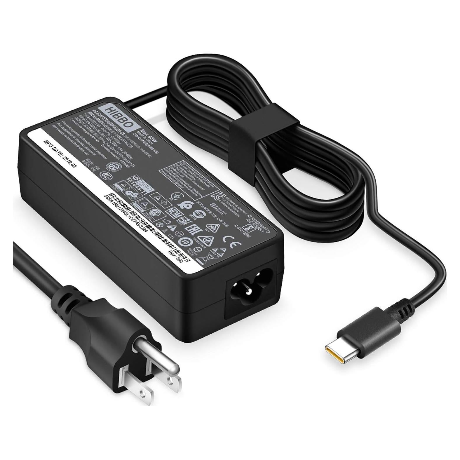 Cargador USB-C HIBBO 65W para Laptop Lenovo y Chromebook