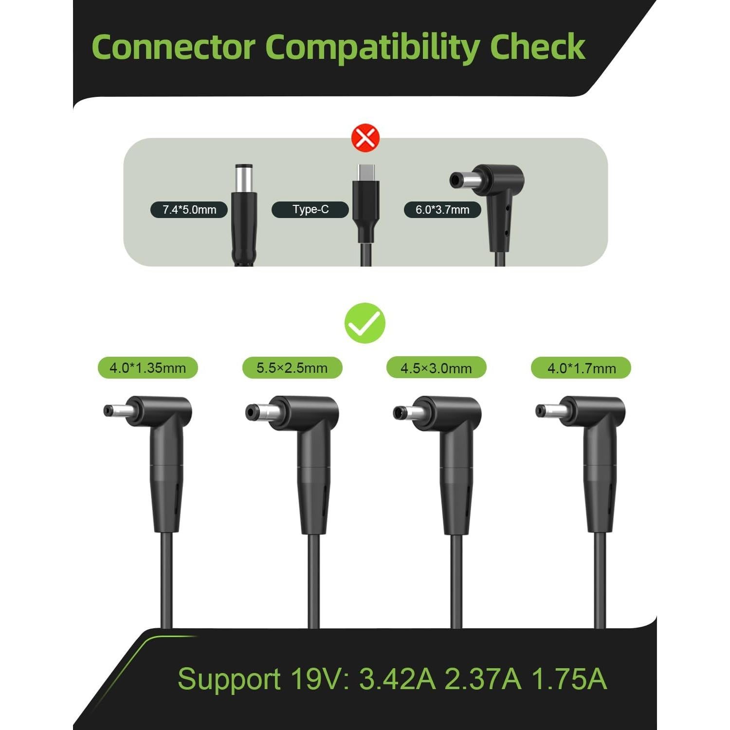 Cargador Dexpt 65W Compatible con Laptop Asus Redondo