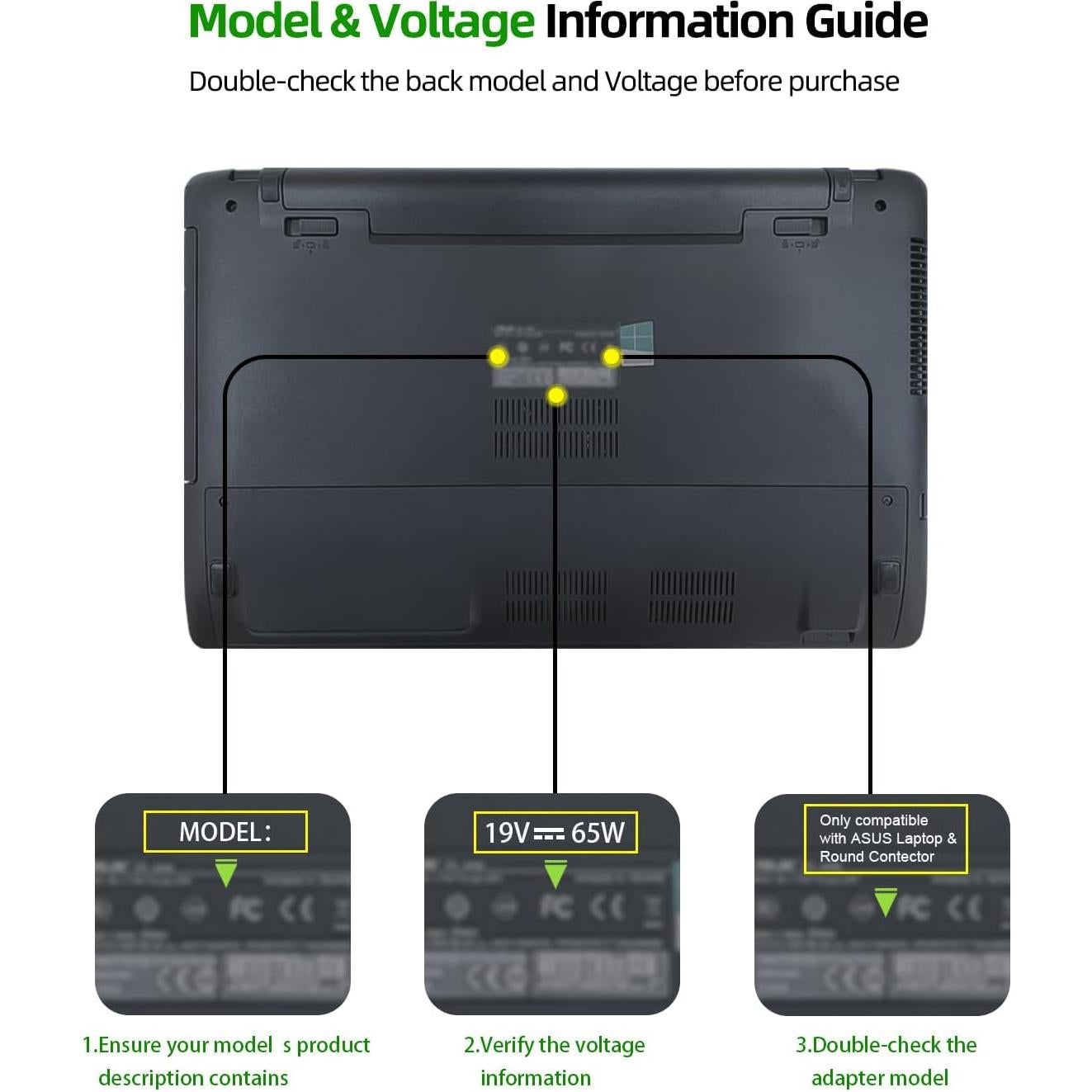 Cargador Dexpt 65W Compatible con Laptop Asus Redondo