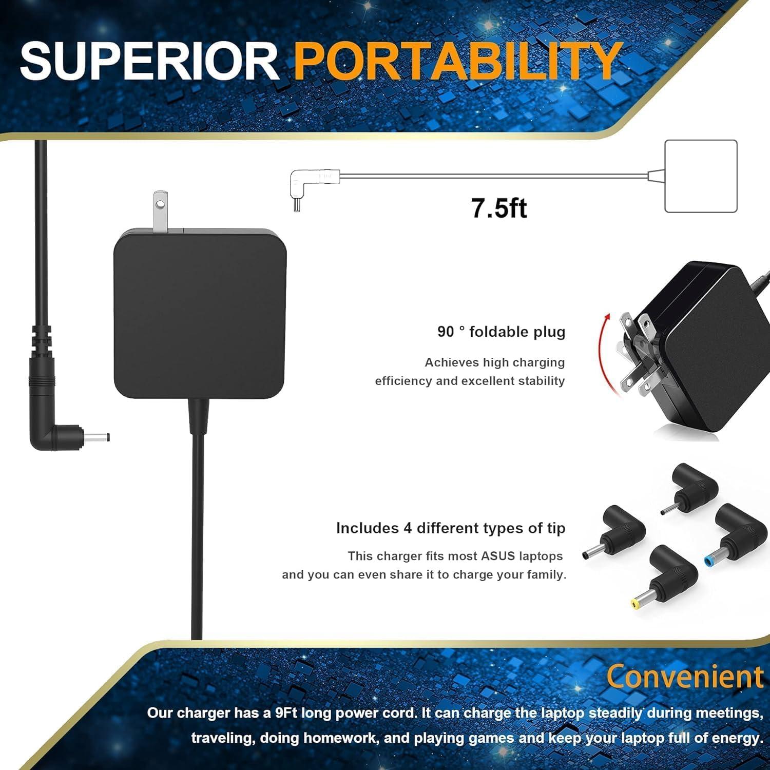 Cargador 65W SZGUDULO para Laptop Asus - Adaptador Universal