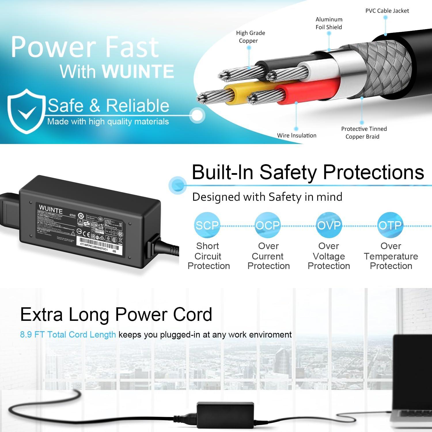 Cargador USB-C 45W WUINTE para Acer Chromebook y más