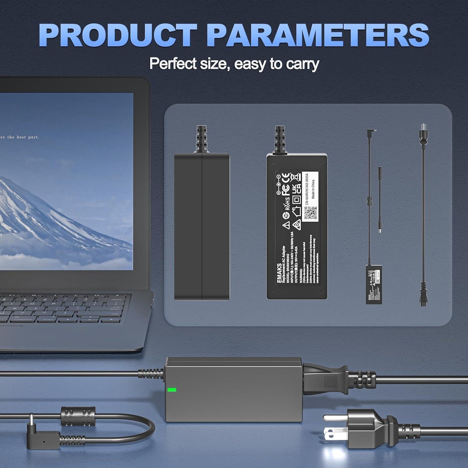 Cargador de Laptop 65W Emaks para Acer Aspire y Swift