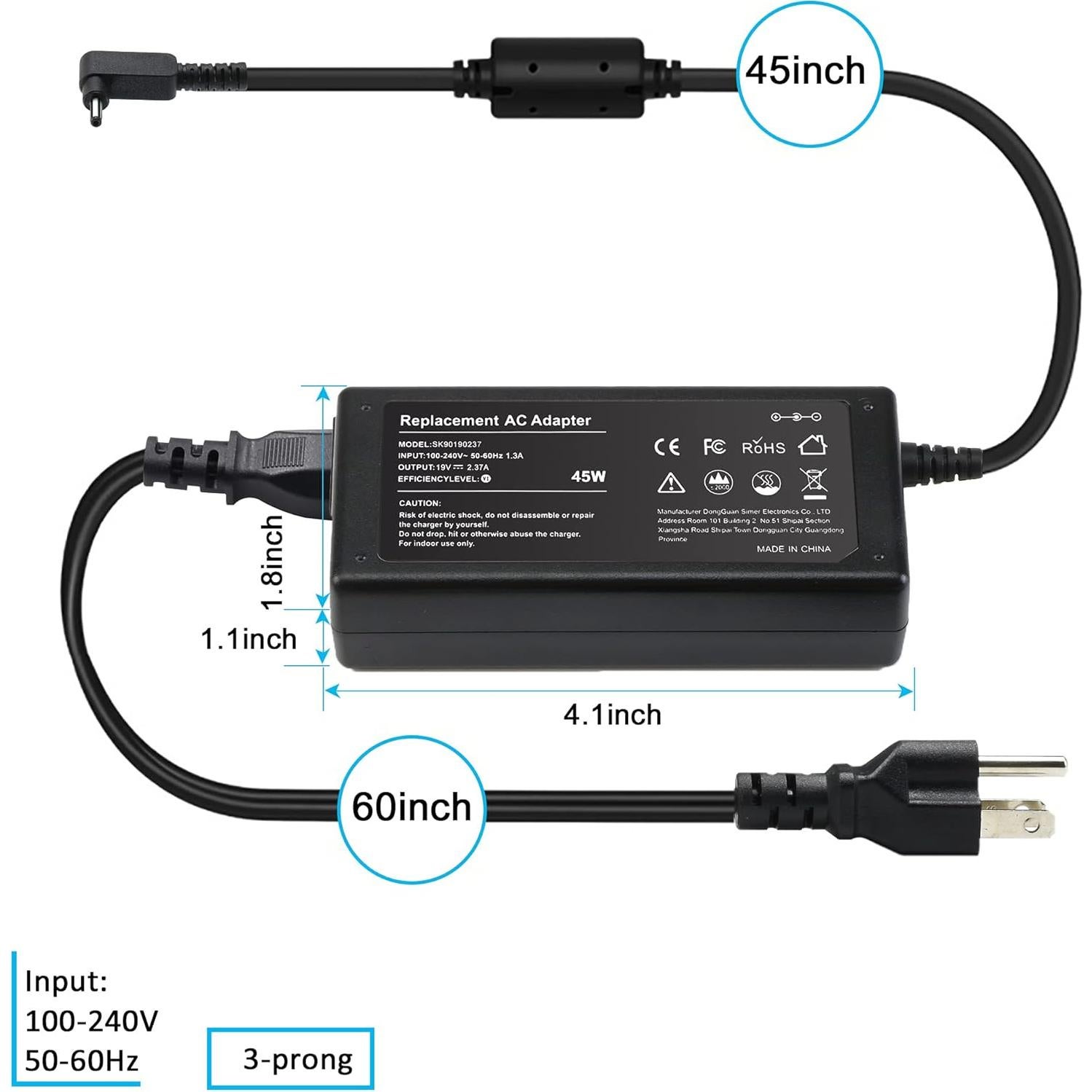 Cargador Givehooy 19V 2.37A 45W para Acer Aspire 5