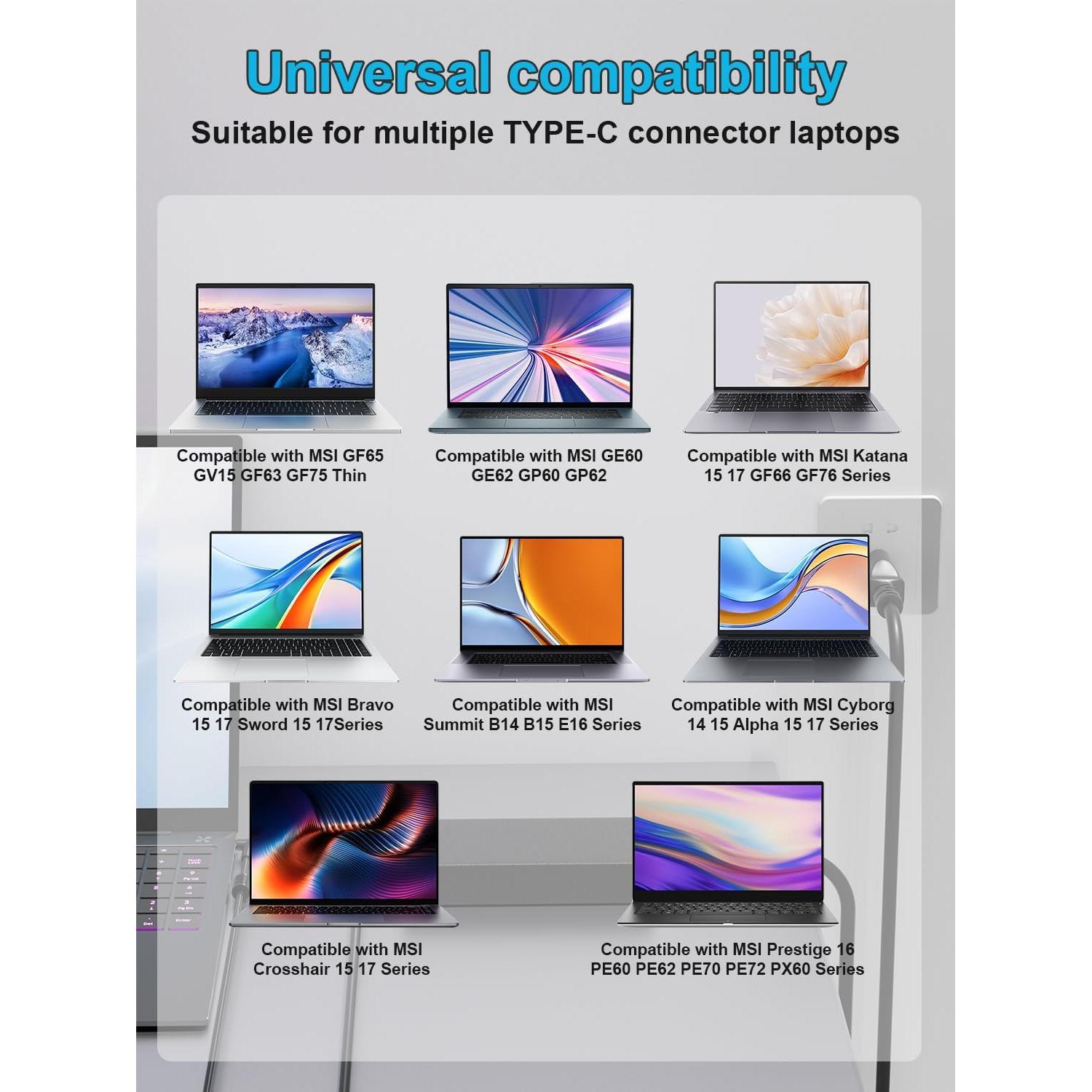 Cargador de CA 180W HSXIRQA para Laptops MSI GF63 GF65 GF75