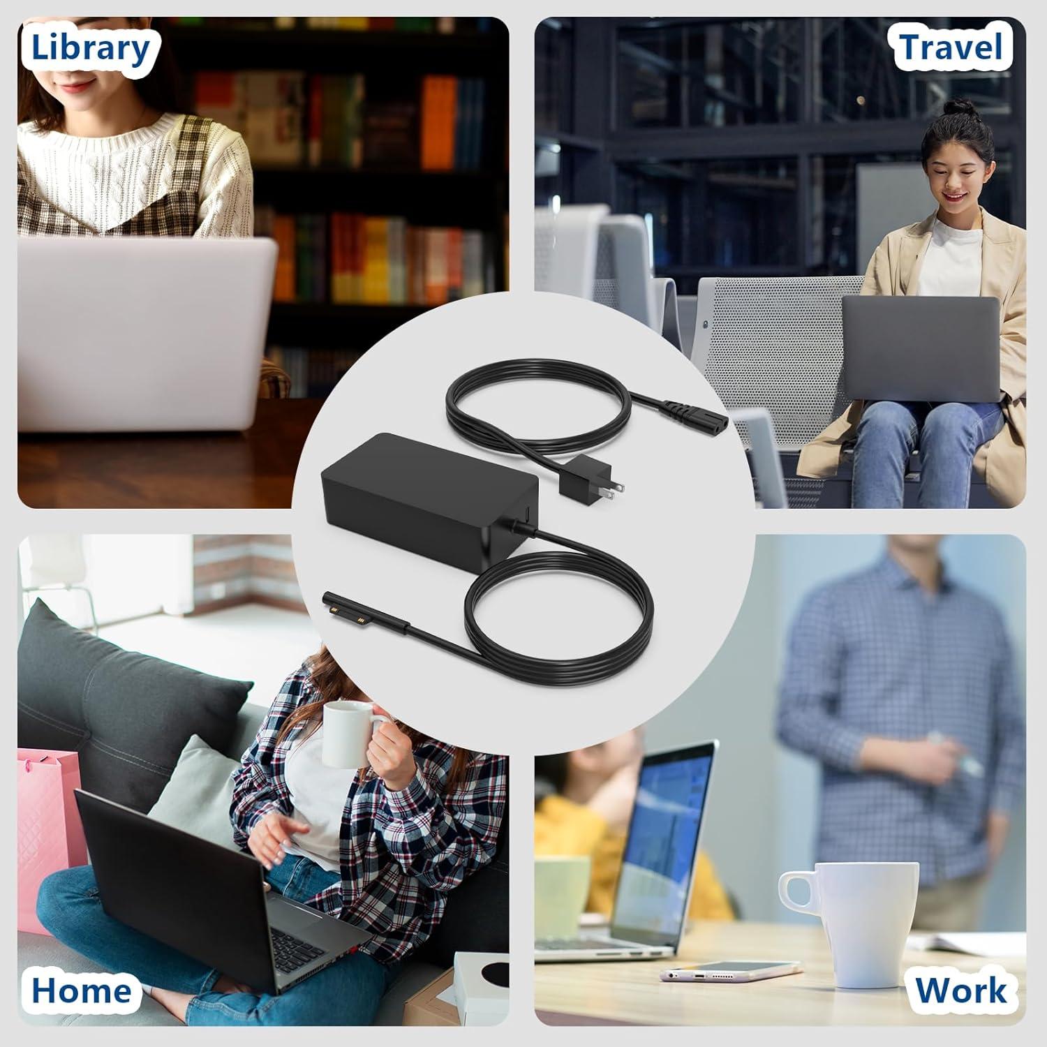 Cargador 65W KUANTEN para Microsoft Surface Pro y Laptop