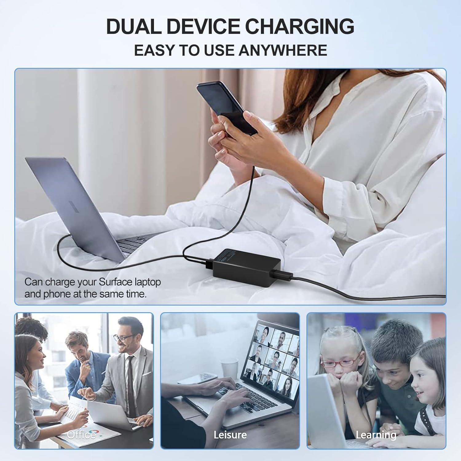 Cargador de 65W para Microsoft Surface Pro y Laptop