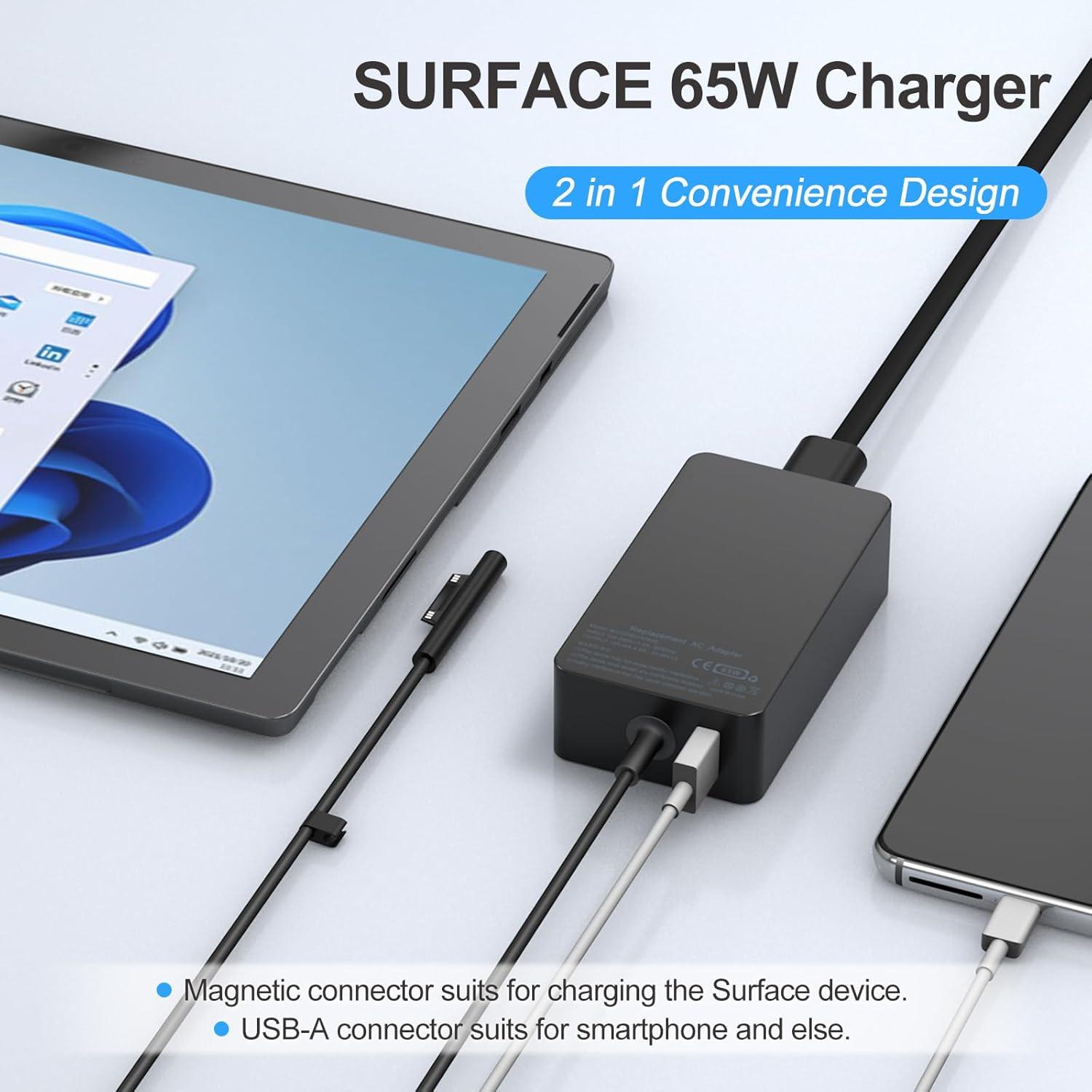 Cargador 65W Microsoft Surface Pro y Laptop - USB 5V 1A