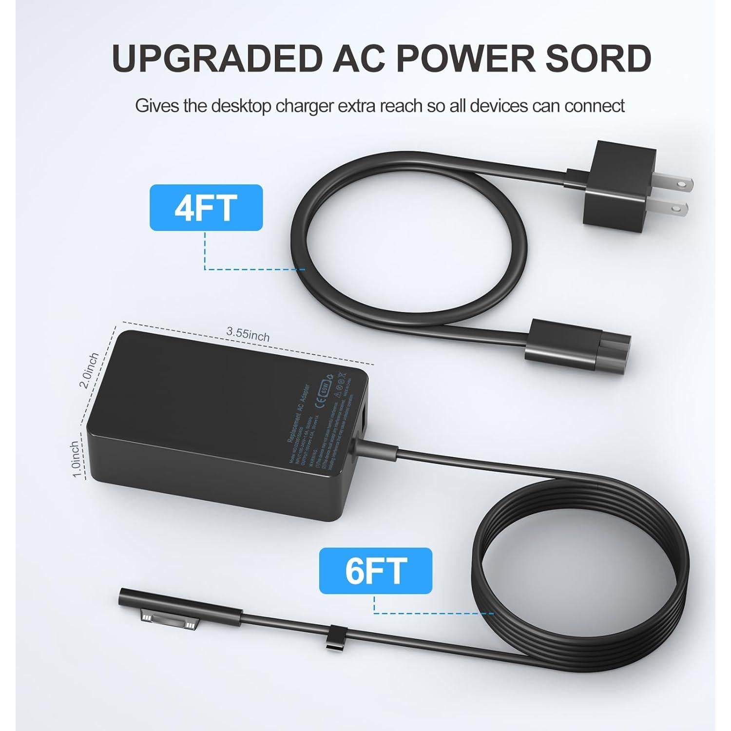 Cargador 65W Microsoft Surface Pro y Laptop - USB 5V 1A