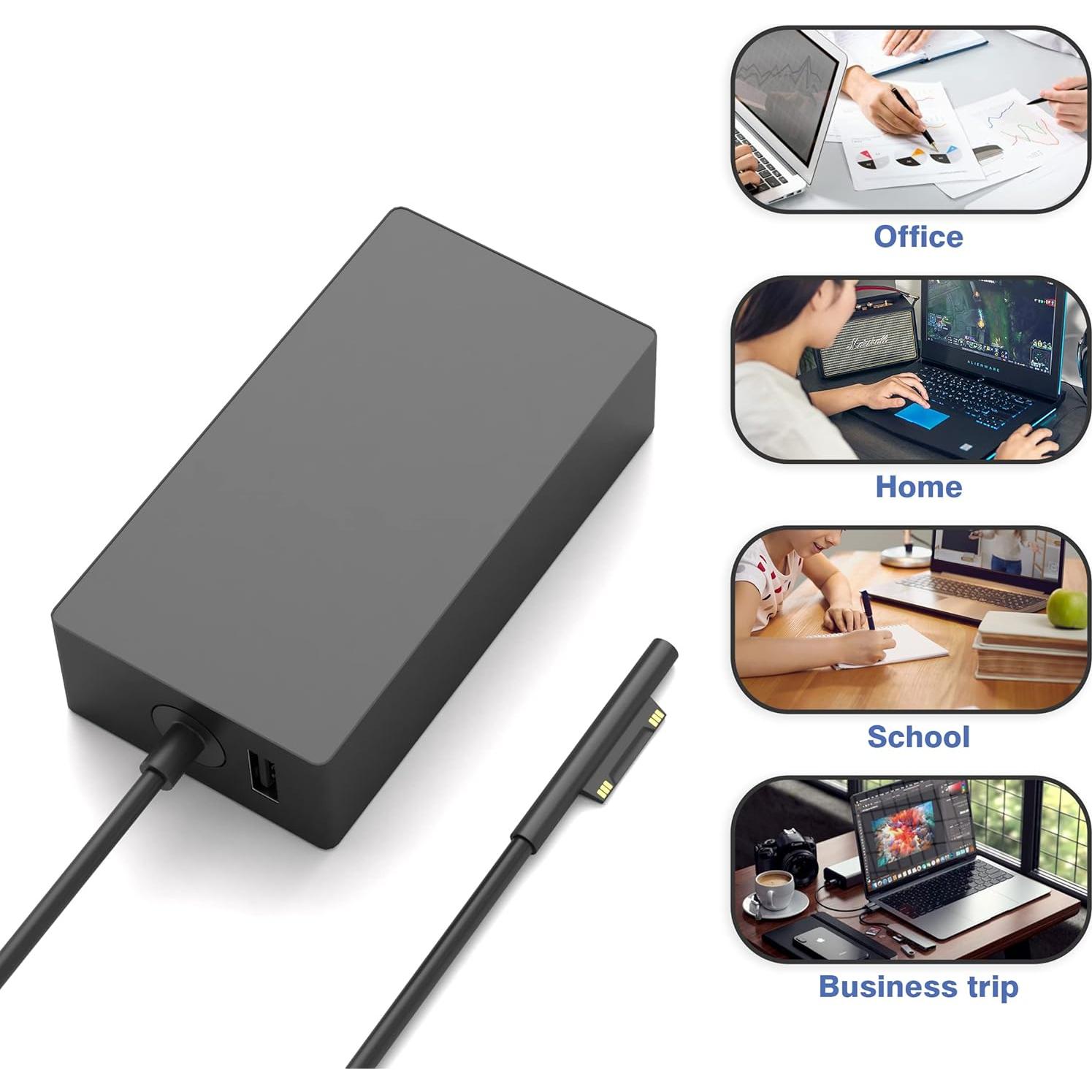 Cargador 65W YBRUZRUB para Microsoft Surface Pro y Laptop