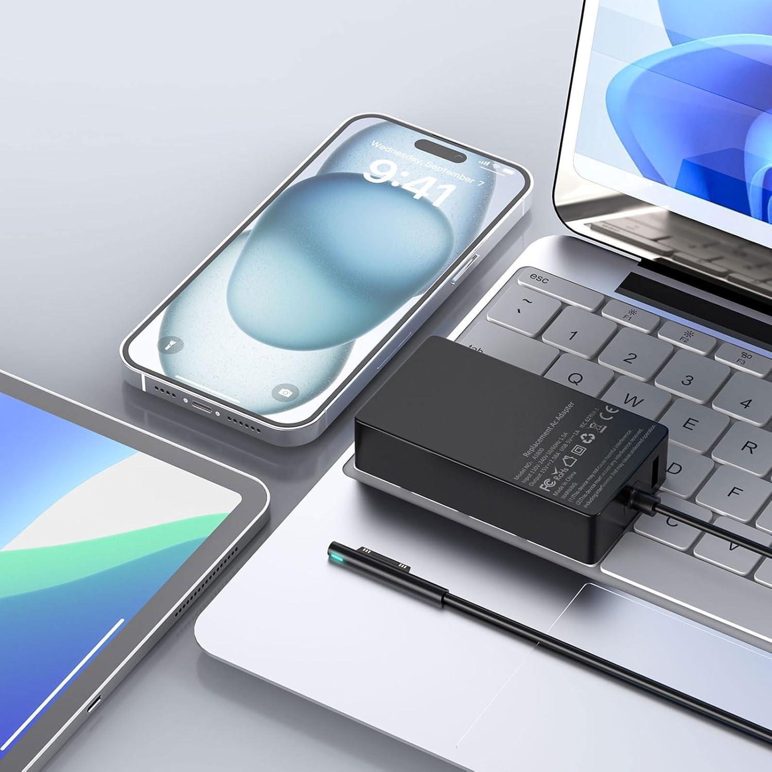 Cargador de Laptop Microsoft Surface Pro 65W con USB-A