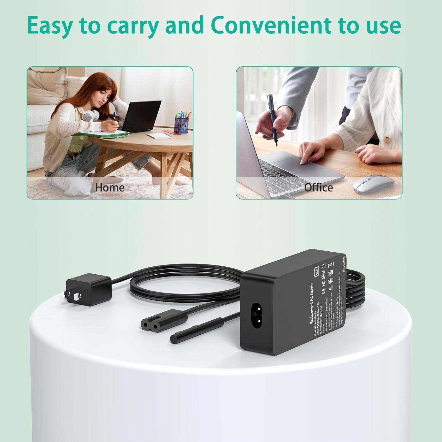 Cargador YBRUZRUB 65W para Microsoft Surface Pro y Laptop