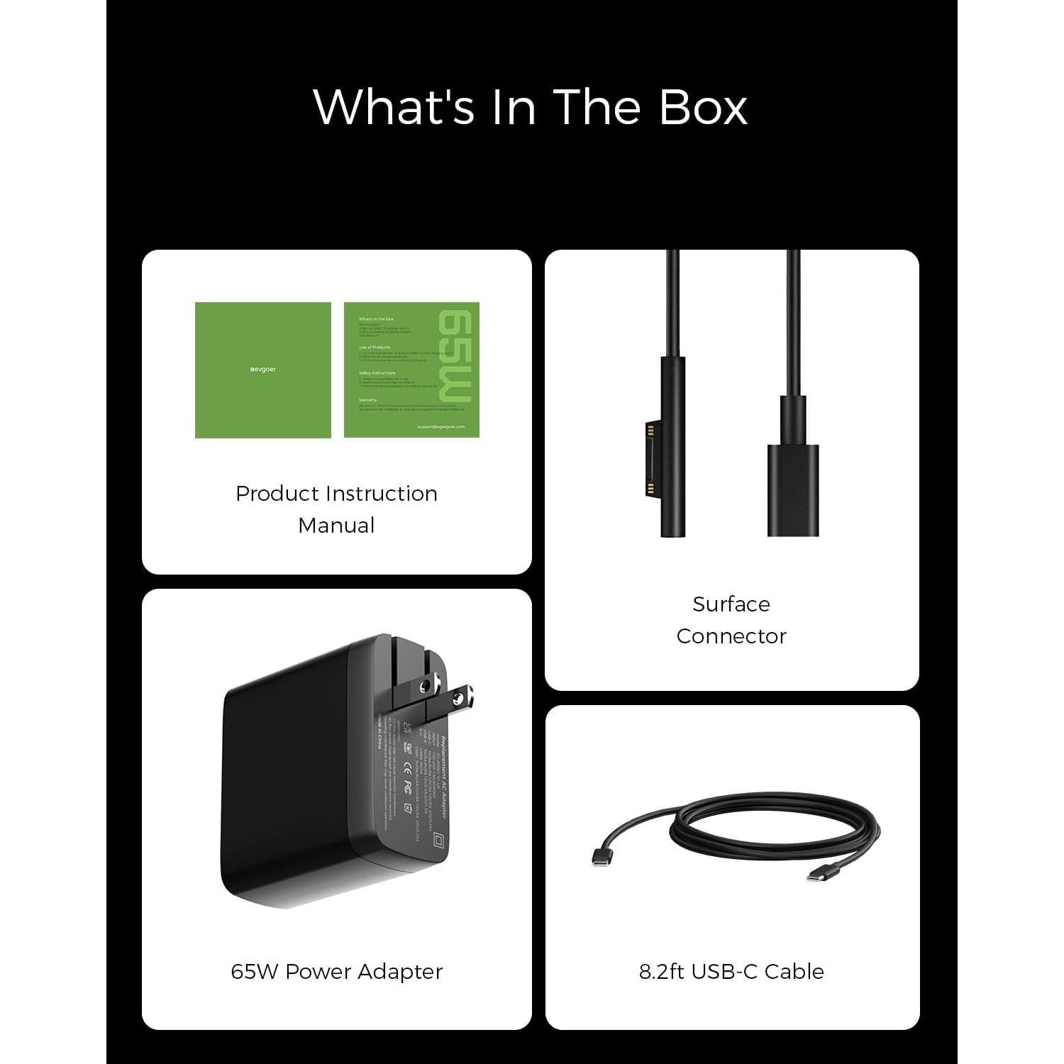 Cargador Microsoft Surface Pro 65W - Compatible con Pro 3-10/X