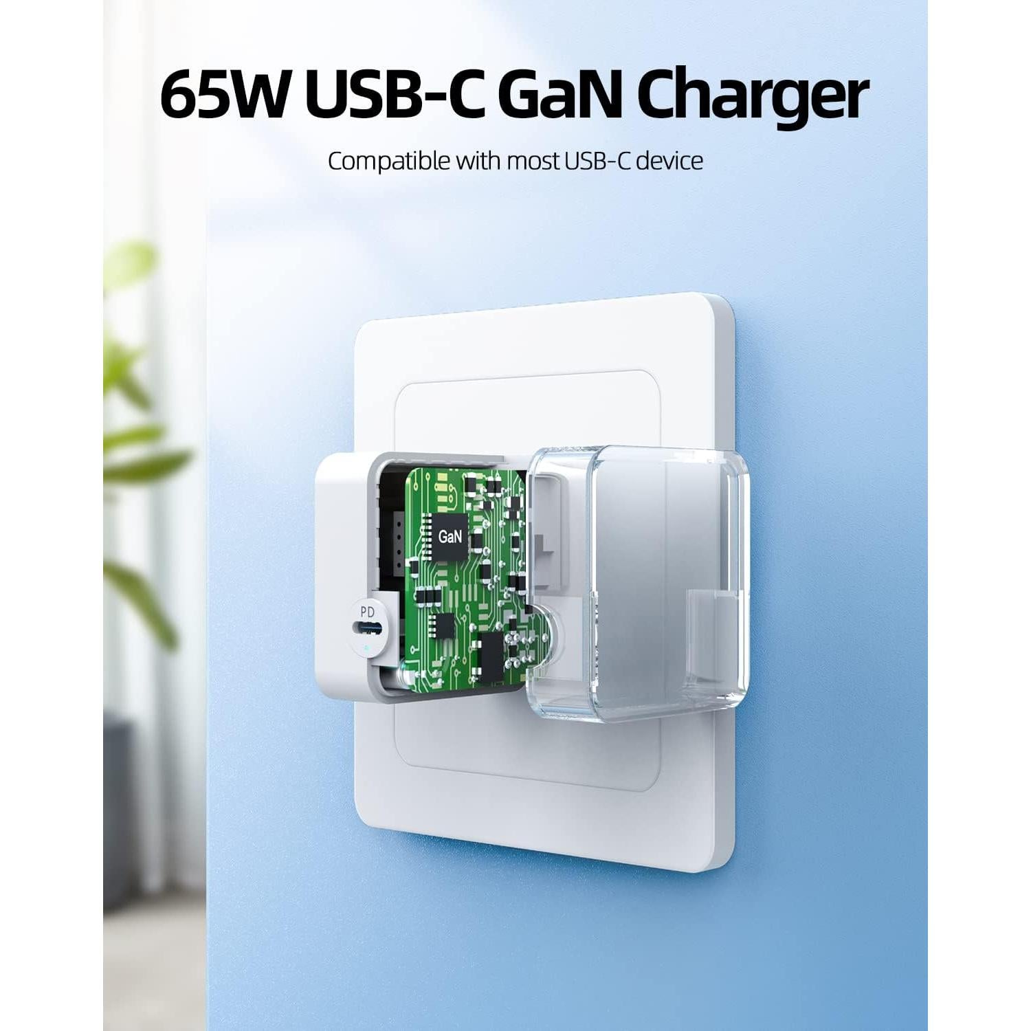 Cargador Rápido GaN 65W Dexpt para Samsung Galaxy Book Pro