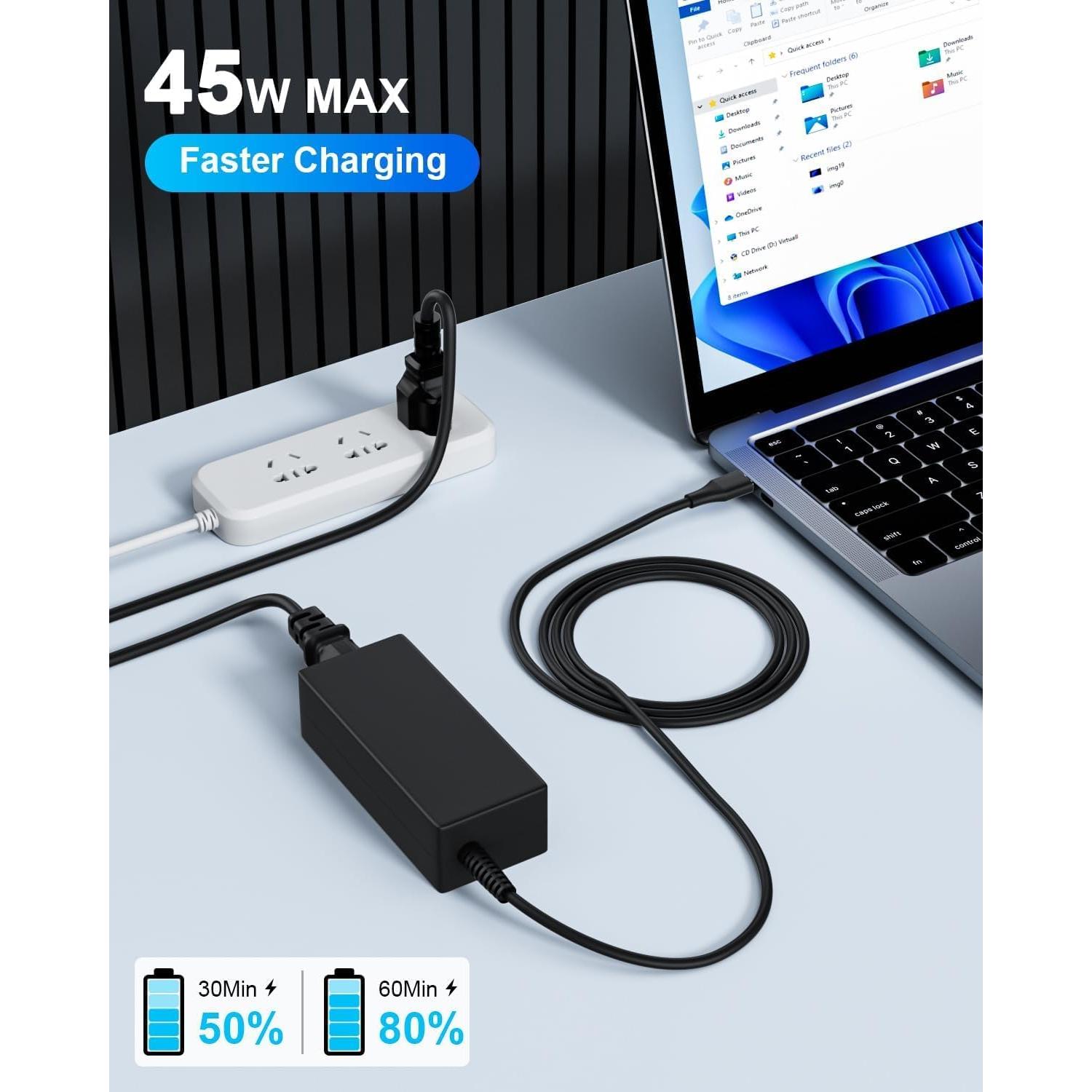 Cargador de Laptop USB-C 45W INEXEWOC Compatible HP Lenovo Dell