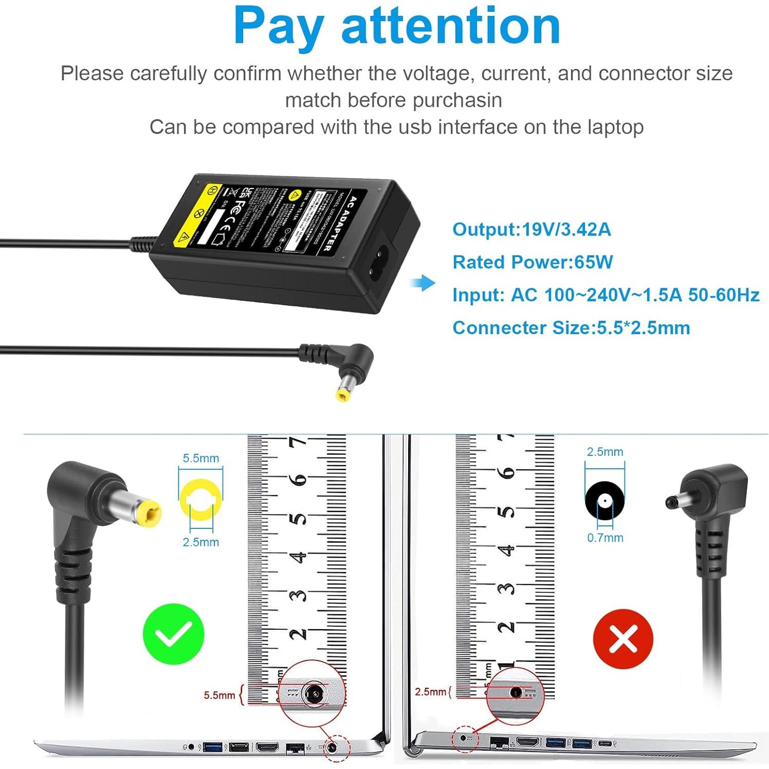 Cargador Adaptador AC Futurebatt 65W para Laptop Toshiba