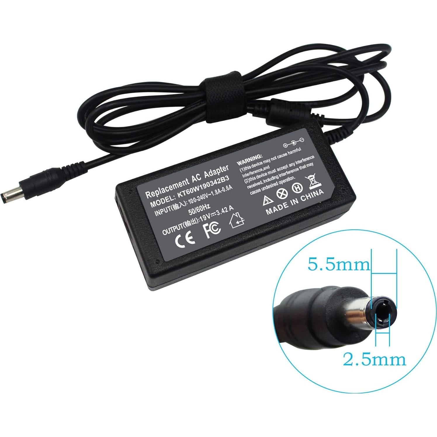 Cargador de Laptop Toshiba 65W 19V 3.42A con Cable