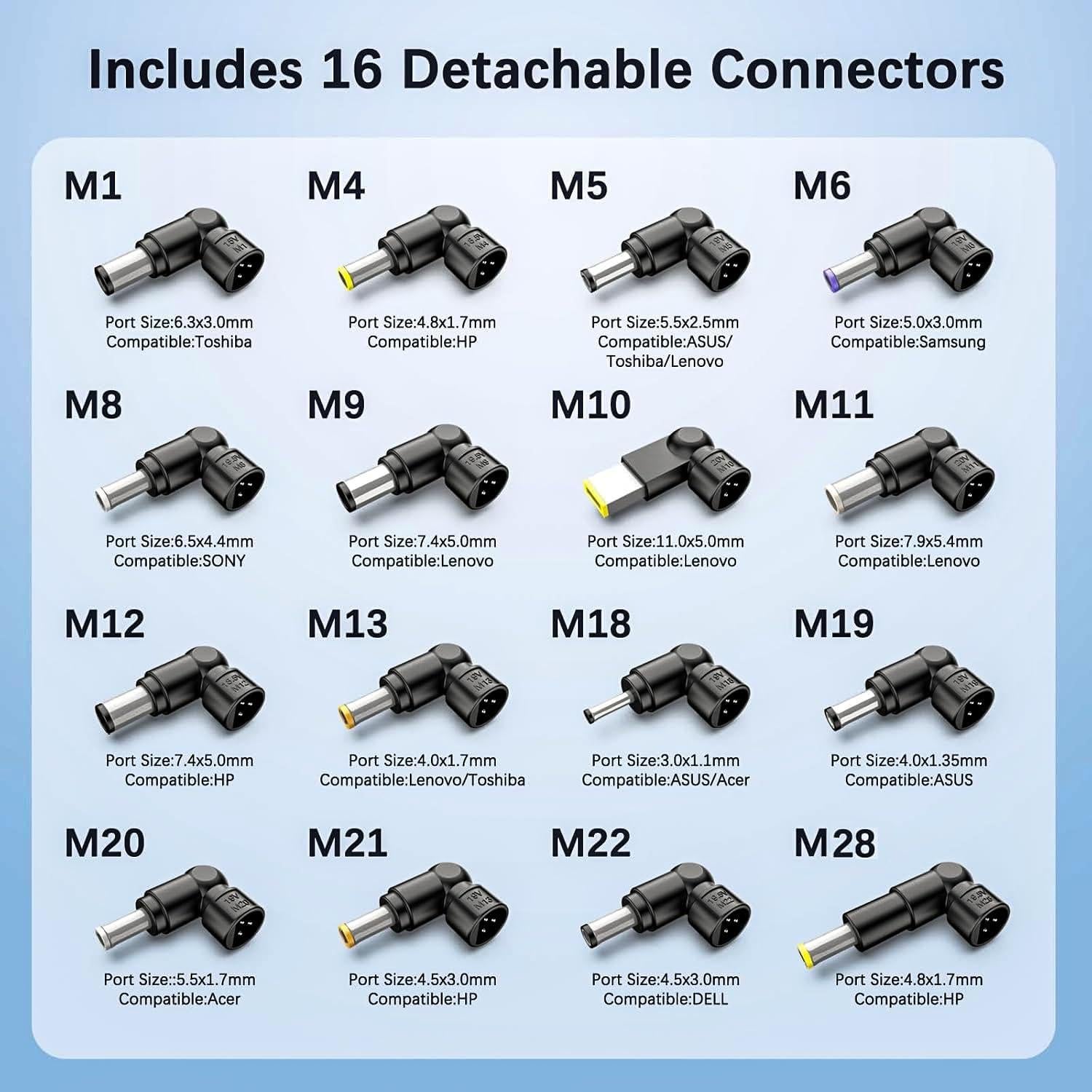 Cargador Universal 90W 65W Dong Guan para Laptops 16 Conectores