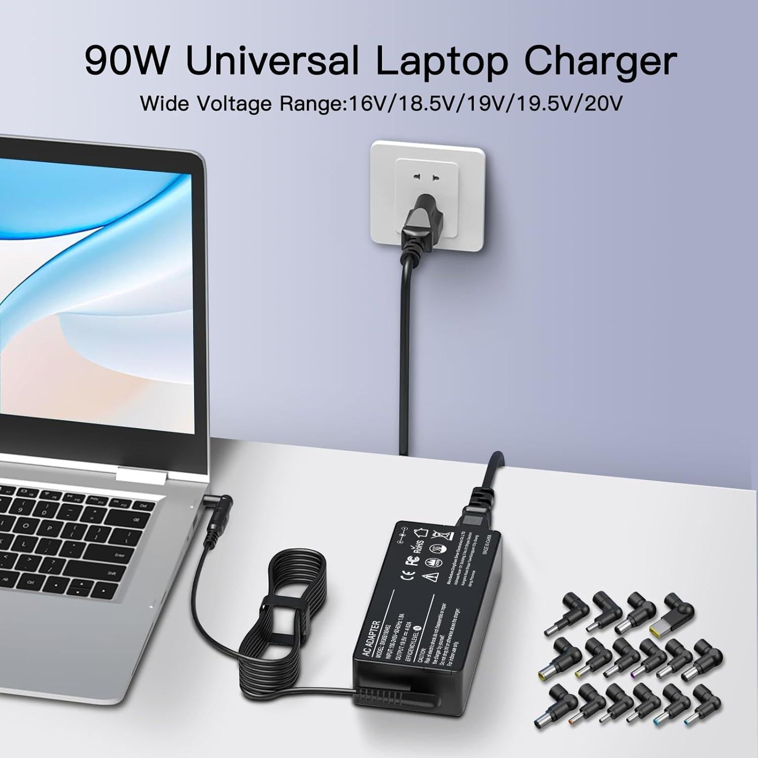 Cargador Universal 90W WENYAA para Laptop con 16 Puntas