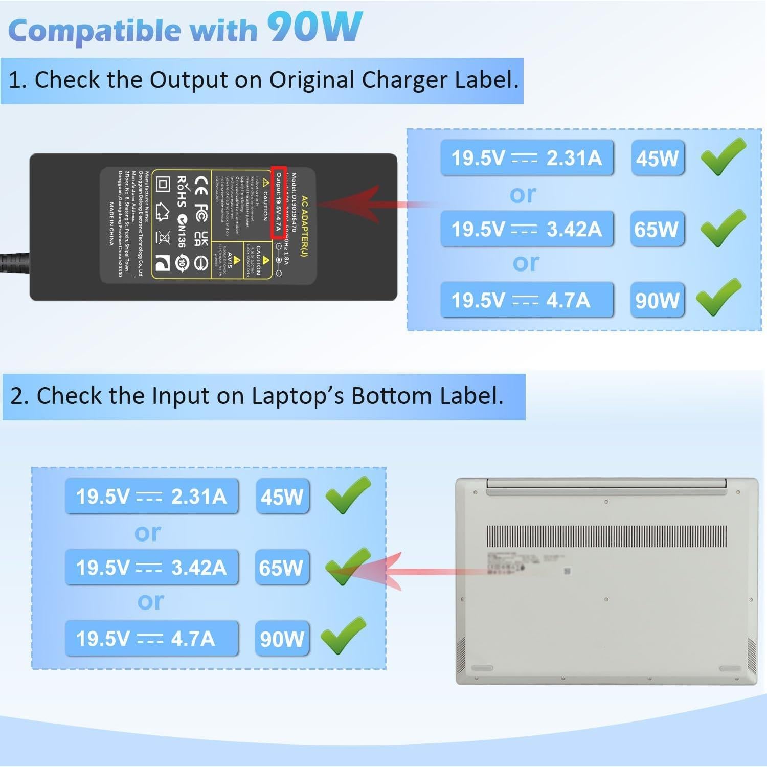 Cargador de Laptop 90W Sony Vaio Adaptador de Corriente