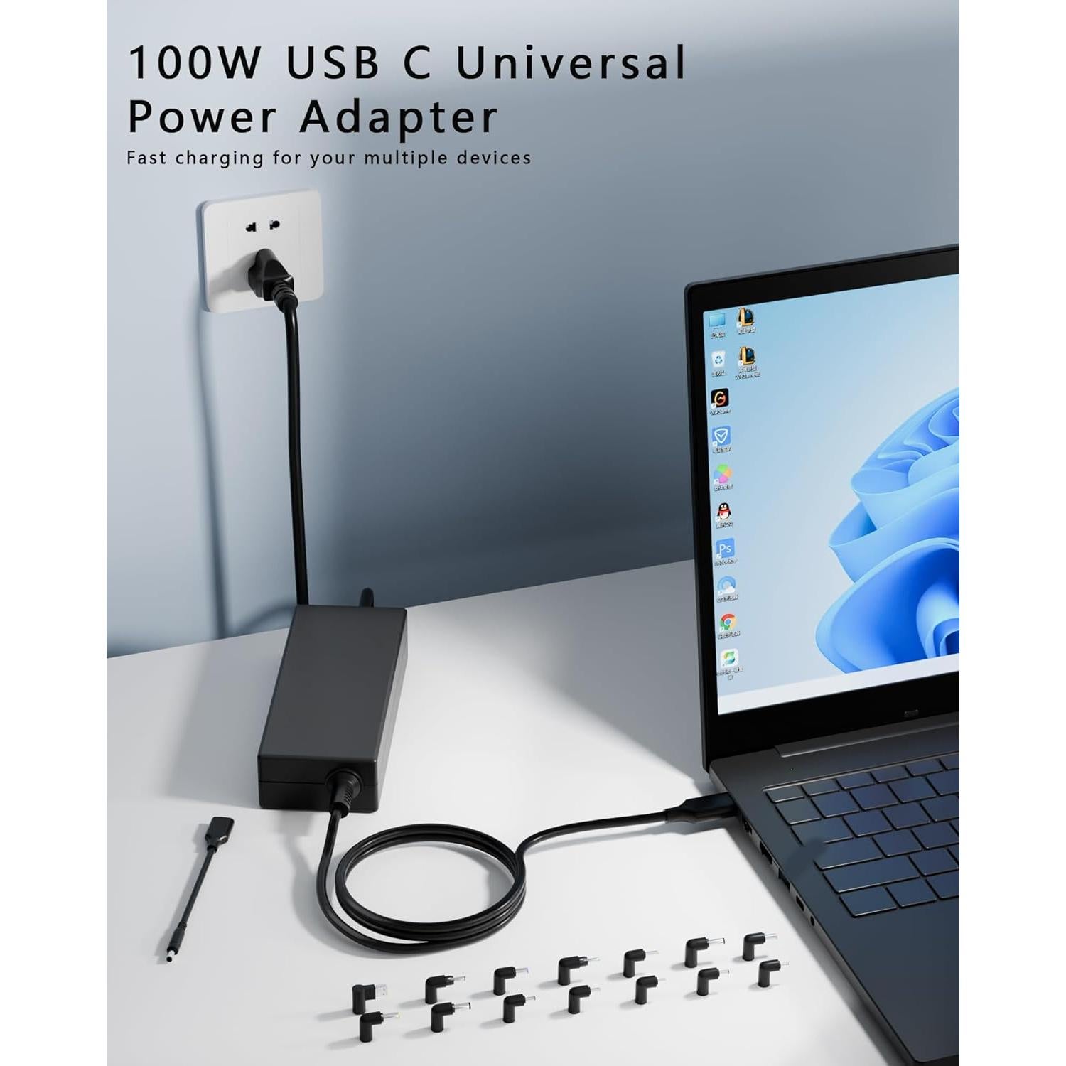 Cargador Universal USB-C 100W Nivjuky con 15 Puntas
