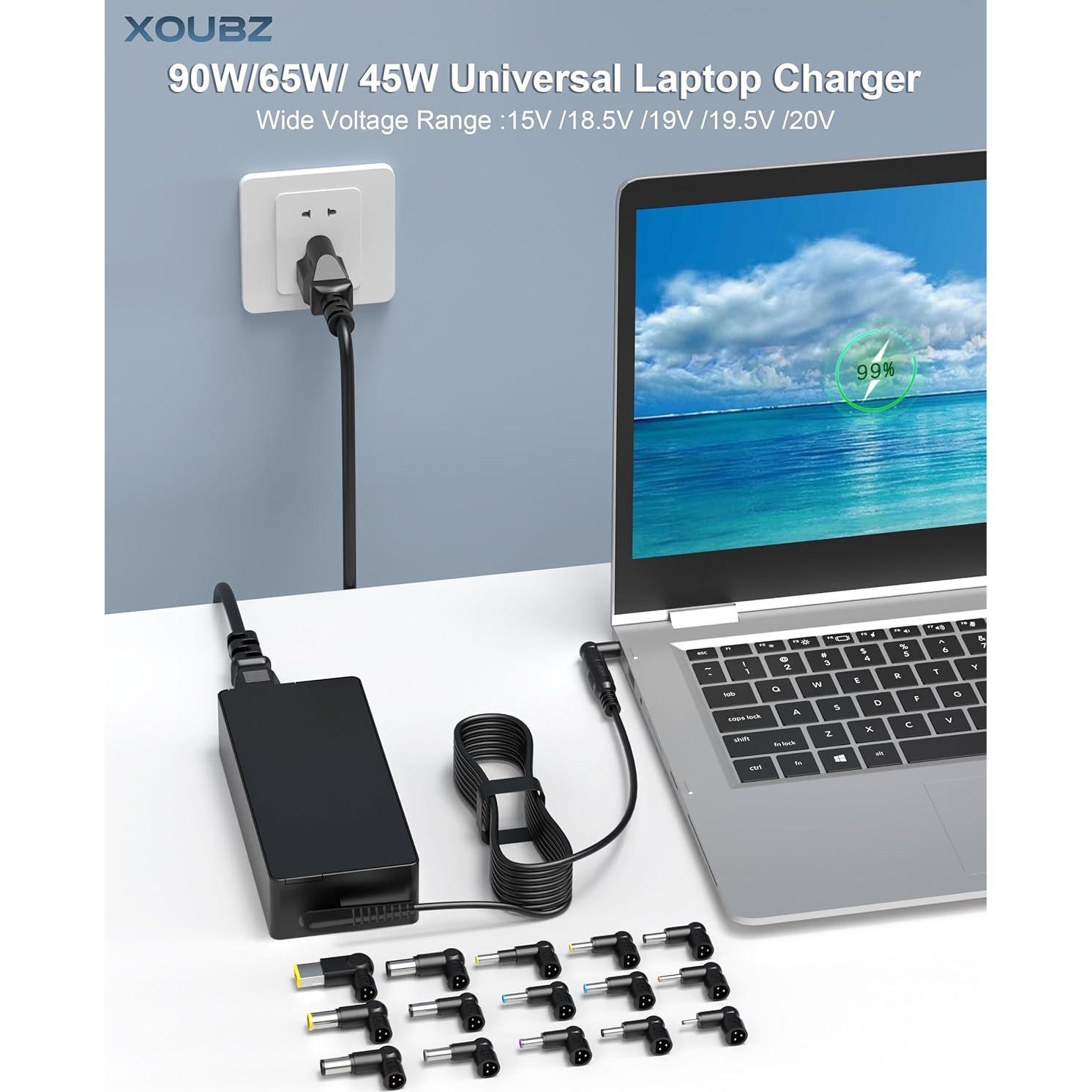 Cargador Universal XOUBZ 90W para Laptop con 16 Puntas