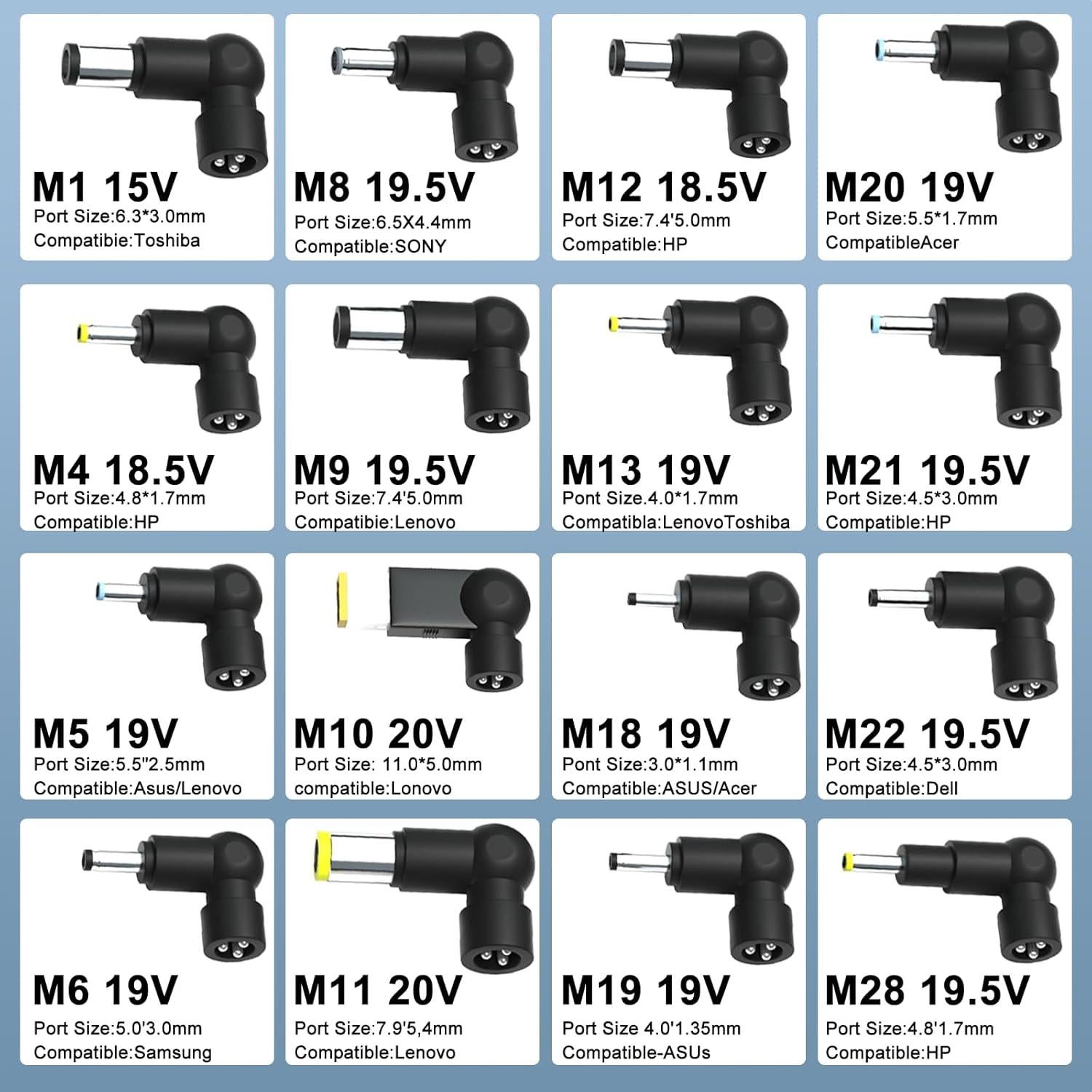 Cargador Universal Onadrive 90W para Laptop - 16 Conectores